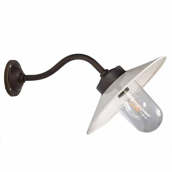Staldlampe Grimsholmen 45 antik messing/hvid skærm